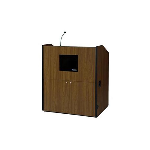  Adorama AmpliVox Wireless Multimedia Smart Podium with Lapel Mic, Walnut SW3430-WT-L