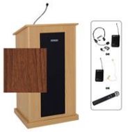 Adorama AmpliVox SW470 Chancellor Lectern with Headset Mic, Walnut SW470-WT-HS