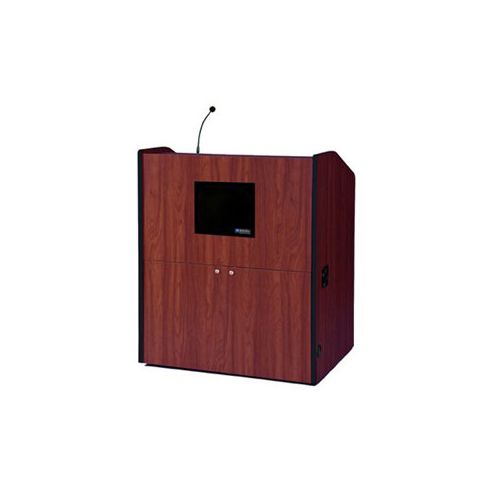  Adorama AmpliVox Wireless Multimedia Smart Podium with Lapel Mic, Cherry SW3430-CH-L