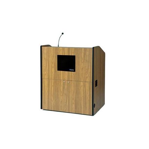  Adorama AmpliVox Wireless Multimedia Smart Podium with Headset Mic, Medium Oak SW3430-OK-HS