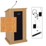 Adorama AmpliVox SW470 Lectern with Lapel Mic, Natural Oak SW470-OK-L