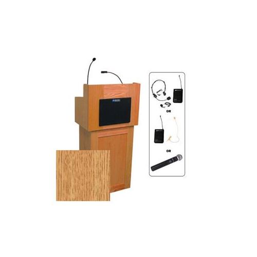  Adorama AmpliVox SW3010 Oxford 2-Piece Lectern with Headset Mic, Natural Oak SW3010-OK-HS