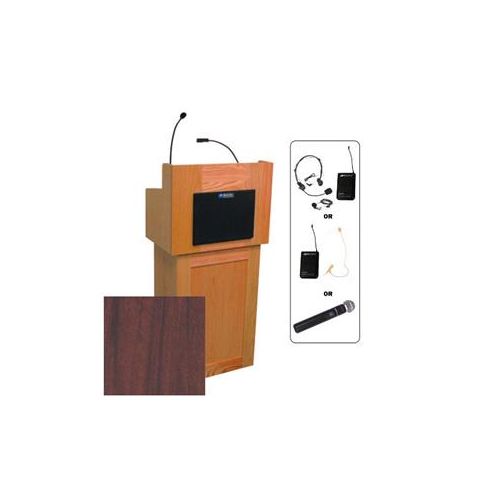  Adorama AmpliVox SW3010 Oxford 2-Piece Lectern with Headset Mic, Mahogany SW3010-MH-HS