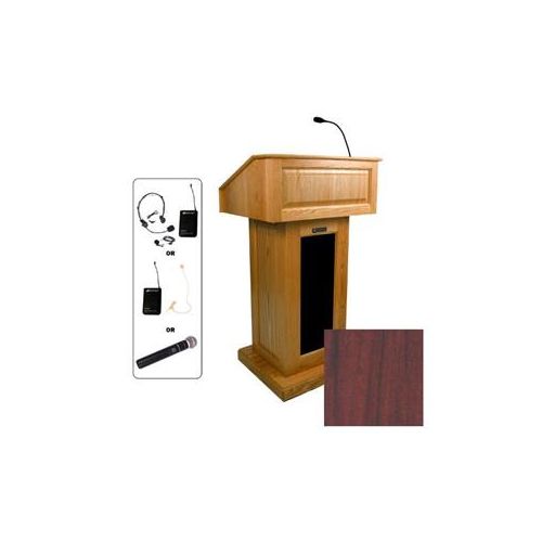  Adorama AmpliVox SW3020 Victoria Lectern with Lapel Mic, Mahogany SW3020-MH-L