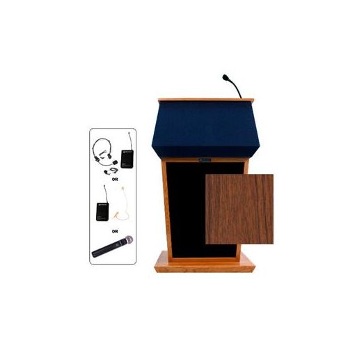  Adorama AmpliVox SW3040 Patriot Lectern with Handheld Mic, Walnut SW3040-WT-HH