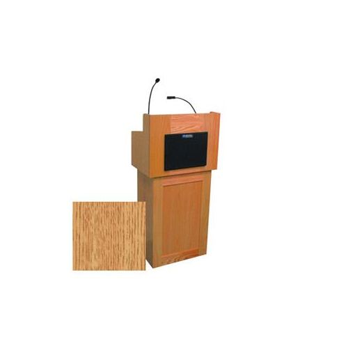  Adorama AmpliVox SS3010 Oxford Two Piece Lectern with Sound System, Natural Oak SS3010-OK