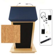 Adorama AmpliVox SW3045 Patriot Plus Lectern with Handheld Mic, Natural Oak SW3045-OK-HH