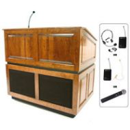 Adorama AmpliVox SW3035 Ambassador Lectern with Sound, Headset Mic, Natural Oak SW3035-OK-HS