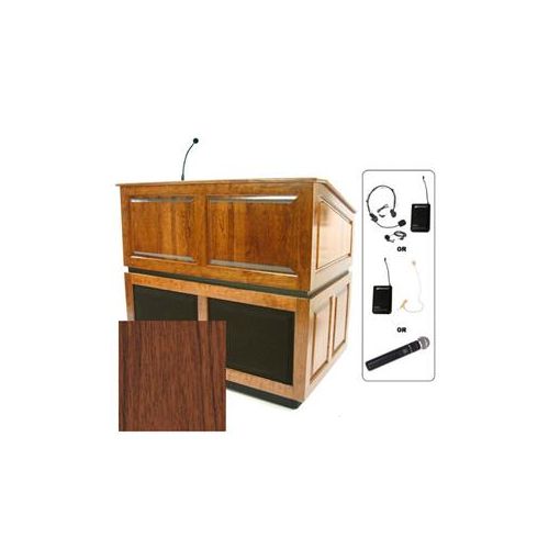  Adorama AmpliVox SW3035 Ambassador Lectern with Sound and Handheld Mic, Walnut SW3035-WT-HH