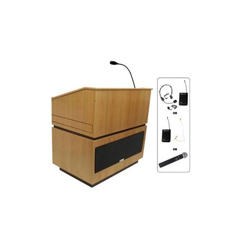 Adorama AmpliVox SW3030 Coventry Lectern with Headset Mic, Natural Oak SW3030-OK-HS