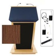 Adorama AmpliVox SW3045 Patriot Plus Lectern with Lapel Mic, Walnut SW3045-WT-L