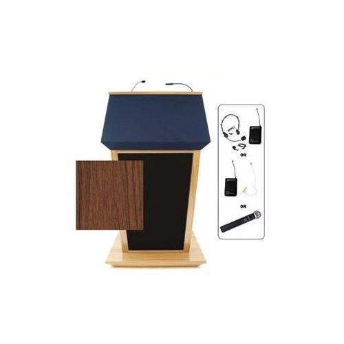  Adorama AmpliVox SW3045 Patriot Plus Lectern with Lapel Mic, Walnut SW3045-WT-L