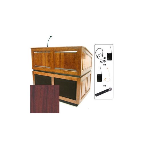  Adorama AmpliVox SW3035 Ambassador Lectern with Lapel Mic, Mahogany SW3035-MH-L