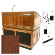 Adorama AmpliVox SW3035 Ambassador Lectern with Sound and Headset Mic, Walnut SW3035-WT-HS