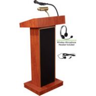 Adorama Oklahoma Sound Orator 800X Sound Lectern, Wireless Headset Mic, Cherry 800X-CH/LWM-7