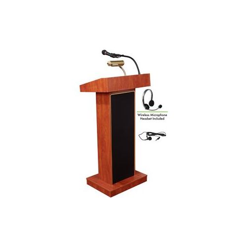  Adorama Oklahoma Sound Orator 800X Sound Lectern, Wireless Headset Mic, Cherry 800X-CH/LWM-7