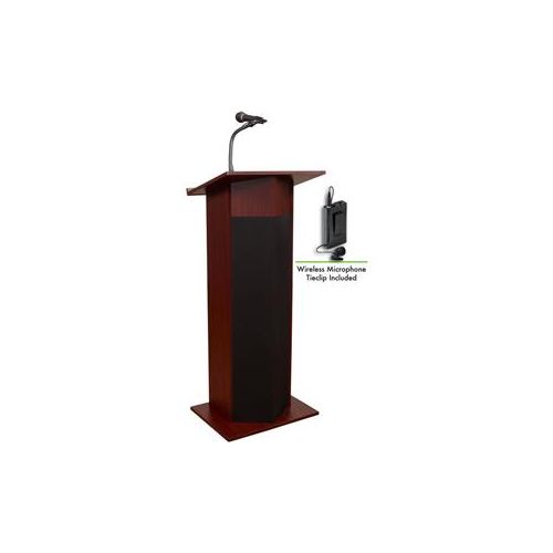  Adorama Oklahoma Sound Power Plus 111PLS Lectern with Tie Clip/Lavalier Mic, Mahogany 111PLS-MY/LWM-6