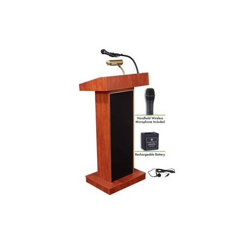  Adorama Oklahoma Sound Orator 800X Lectern, Wireless Handheld Mic & Battery, Cherry M800X-CH/LWM-5