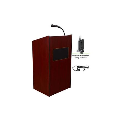  Adorama Oklahoma Sound Aristocrat 6010 Lectern with Wireless Lavalier Mic, Mahogany 6010-MY/LWM-6