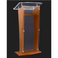 Adorama AmpliVox SN3500 27 Presentation Lectern with Acrylic Panel, Clear with Walnut SN350007