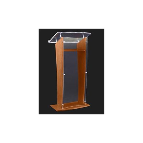  Adorama AmpliVox SN3500 27 Presentation Lectern with Acrylic Panel, Clear with Walnut SN350007