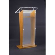 Adorama AmpliVox SN3500 27 Presentation Lectern with Acrylic Panel, Clear with Oak SN350006