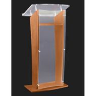 Adorama AmpliVox SN3500 27 Presentation Lectern with Acrylic Panel, Frosted with Walnut SN350017