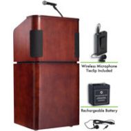 Adorama Oklahoma Sound Tabletop Lectern, Battery&Wireless Lavalier Mic, Mahogany/Walnut M950/901-MY/WT/LWM-6