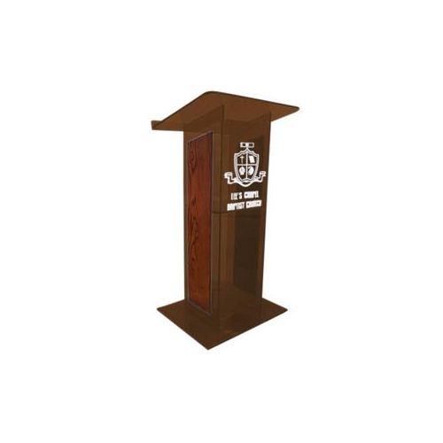  Adorama AmpliVox SN3540 H Style Lectern with Shelf & Panels, Smoked with Mahogany SN354024