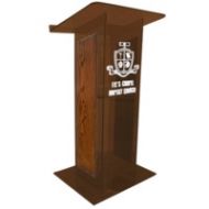 Adorama AmpliVox SN3540 H Style Lectern with Shelf & Panels, Smoked with Walnut SN354027