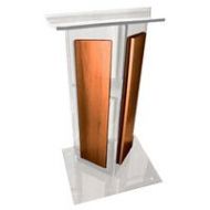 Adorama AmpliVox SN3550 V Style Lectern with Shelf, Panels & Base, Clear with Walnut SN355007