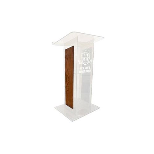  Adorama AmpliVox SN3540 H Style Lectern with Shelf & Panels, Frosted with Walnut SN354017