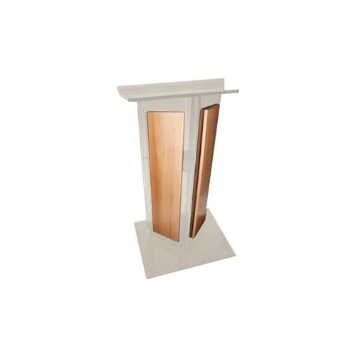  Adorama AmpliVox SN3550 V Style Lectern with Shelf, Panels & Base, Frosted with Oak SN355016