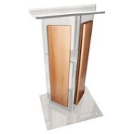 Adorama AmpliVox SN3550 V Style Lectern with Shelf, Panels & Base, Clear with Oak SN355006