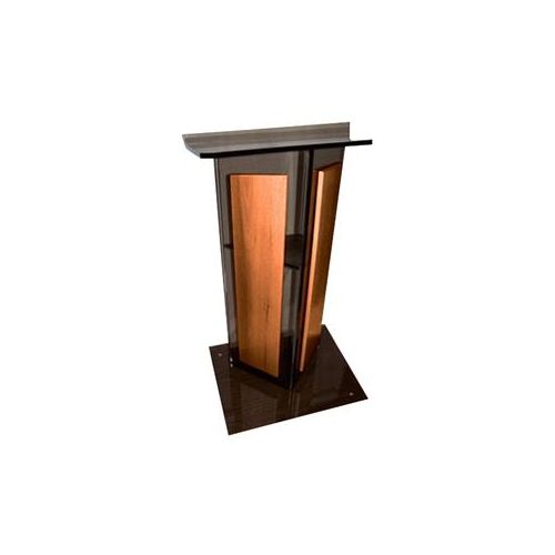  Adorama AmpliVox SN3550 V Style Lectern with Shelf, Panels & Base, Smoked with Walnut SN355027