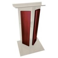 Adorama AmpliVox SN3550 V Style Lectern with Shelf, Panels & Base, Frosted with Mahogany SN355014