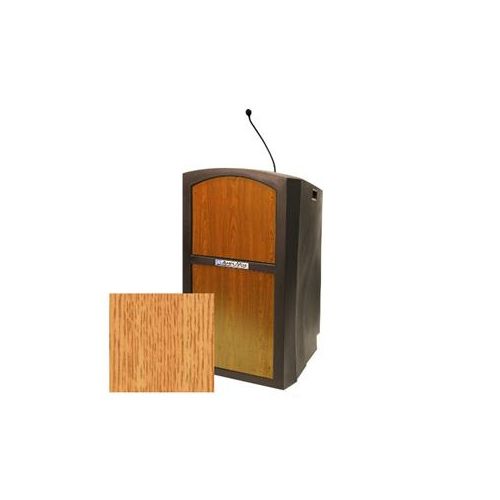  Adorama AmpliVox ST3250 Pinnacle Multimedia Lectern with Mic, Medium Oak ST3250-M0