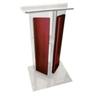 Adorama AmpliVox SN3550 V Style Lectern with Shelf, Panels & Base, Clear with Mahogany SN355004