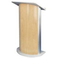 Adorama AmpliVox SS3130 Contemporary Curved Lectern with Sound System, Hardrock Maple SS3130