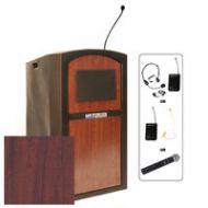 Adorama AmpliVox Wireless Pinnacle Multimedia Lectern with Lapel Mic, Mahogany SW3250-MH-L