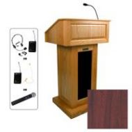 Adorama AmpliVox SW3020 Victoria Lectern with Headset Mic, Mahogany SW3020-MH-HS