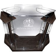 Adorama AmpliVox SN3555 Deluxe Contemporary Acrylic Lectern, Clear with Walnut SN355507