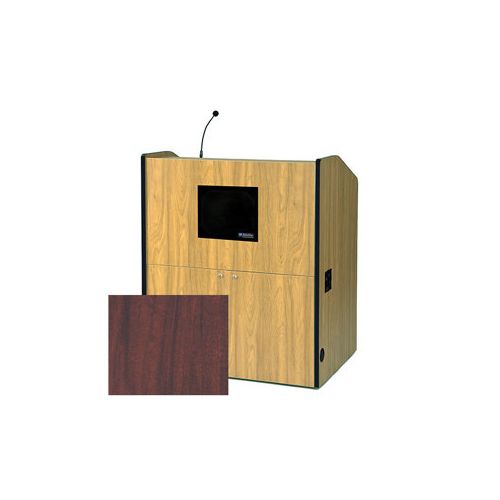  Adorama AmpliVox SS3430 Multimedia Sound Smart Podium with Sound System, Mahogany SS3430-MH