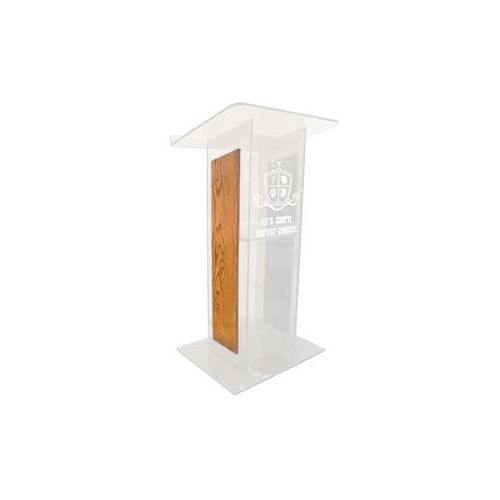  Adorama AmpliVox SN3540 H Style Lectern with Shelf & Panels, Frosted with Oak SN354016