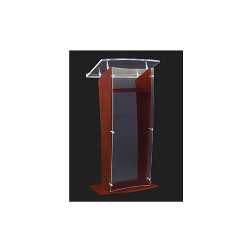  Adorama AmpliVox SN3500 27 Presentation Lectern with Acrylic Panel, Clear with Mahogany SN350004