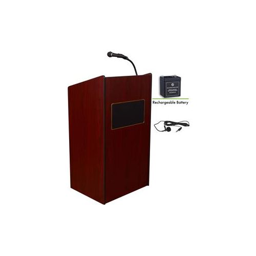  Adorama Oklahoma Sound Aristocrat 6010 Lectern with Rechargeable Battery, Mahogany M6010-MY