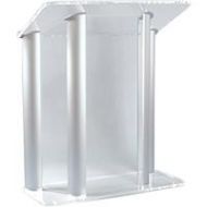 Adorama AmpliVox SN3525 4-Post Contemporary Lectern, Clear with Silver Panels SN352509