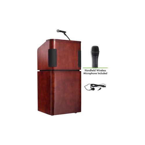  Adorama Oklahoma Sound Tabletop Lectern with Wireless Handheld Mic, Mahogany/Walnut 950/901-MY/WT/LWM-5