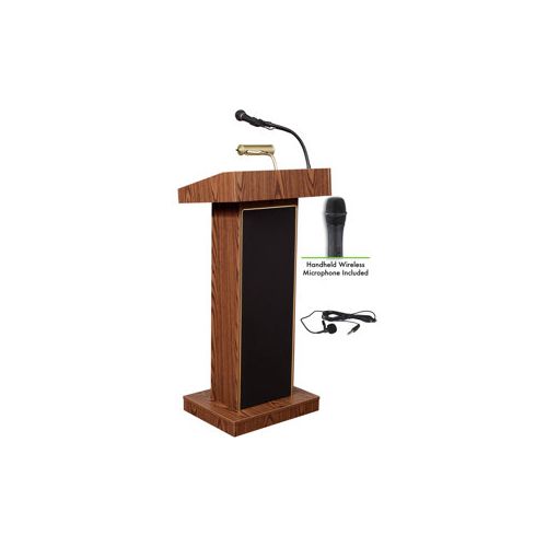  Adorama Oklahoma Sound Orator 800X Sound Lectern, Wireless Handheld Mic, Medium Oak 800X-MO/LWM-5