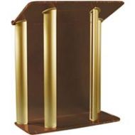 Adorama AmpliVox SN3525 4-Post Contemporary Lectern, Smoked with Gold Panels SN352528